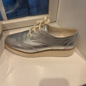 Cole Haan Shimmering Silver Oxfords